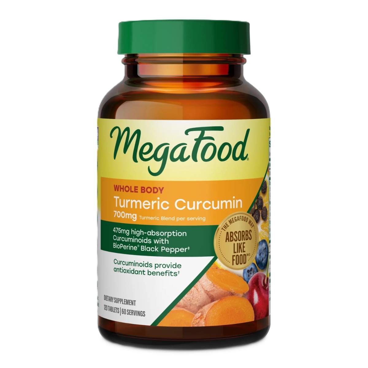 MegaFood Turmeric Curcumin Extra Strength Whole Body 120 Tabletten – Kurkuma